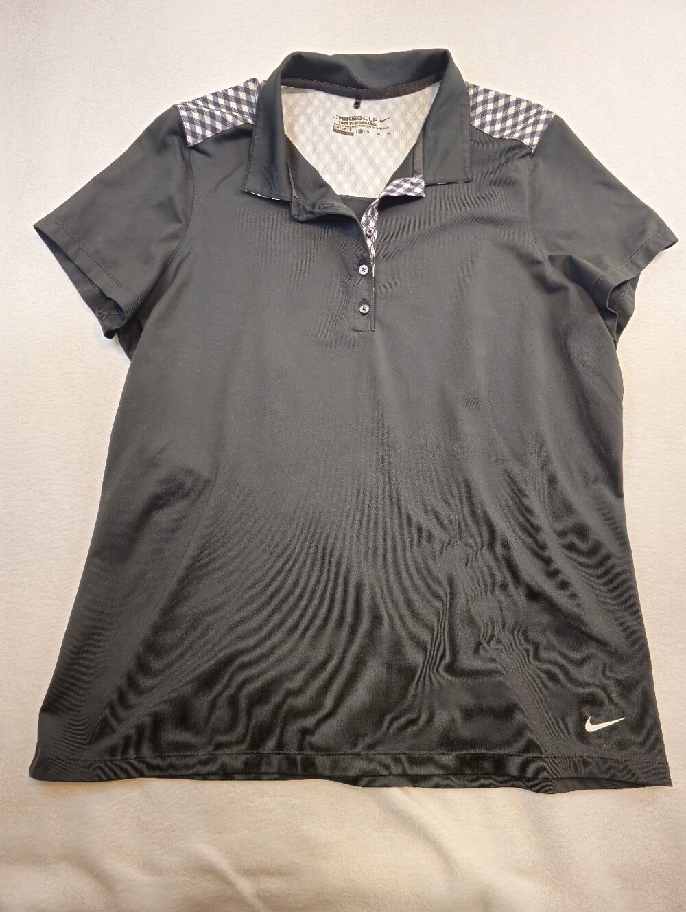 Nike Golf Women's Black Short-Sleeve Polo with Check Shoulder Size XL